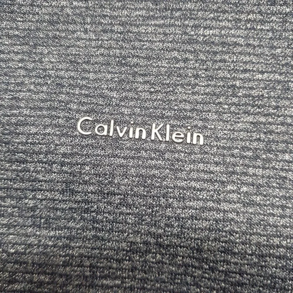 Calvin Klein Men XXL Navy Blue Gray Full Zip Mock Neck Sweatshirt Fleece Jacket